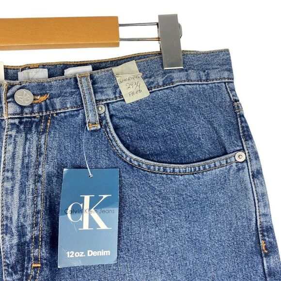 CALVIN KLEIN CK Men's Vintage Blue 12 OZ Denim Straight Leg Jeans US 32 X 29.75 - Picture 4 of 11